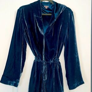 J Jill Aqua Velvet Button Down Cape Jacket Size Small